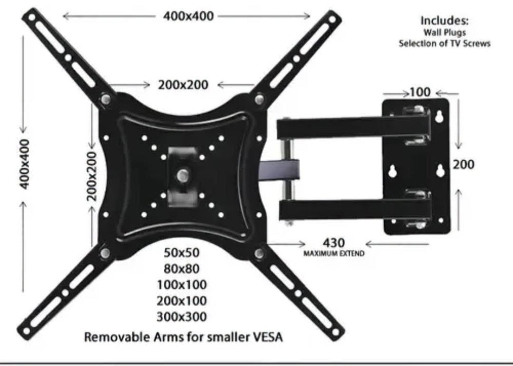 Soporte Brazo Articulado para TV 14" a 55" - Hasta 50KG | Giratorio e Inclinable - Modelo HDL-117B-2