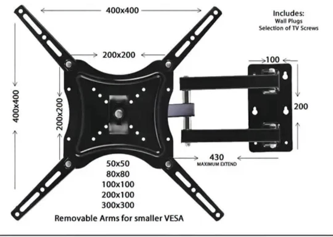 Soporte Brazo Articulado para TV 14" a 55" - Hasta 50KG | Giratorio e Inclinable - Modelo HDL-117B-2