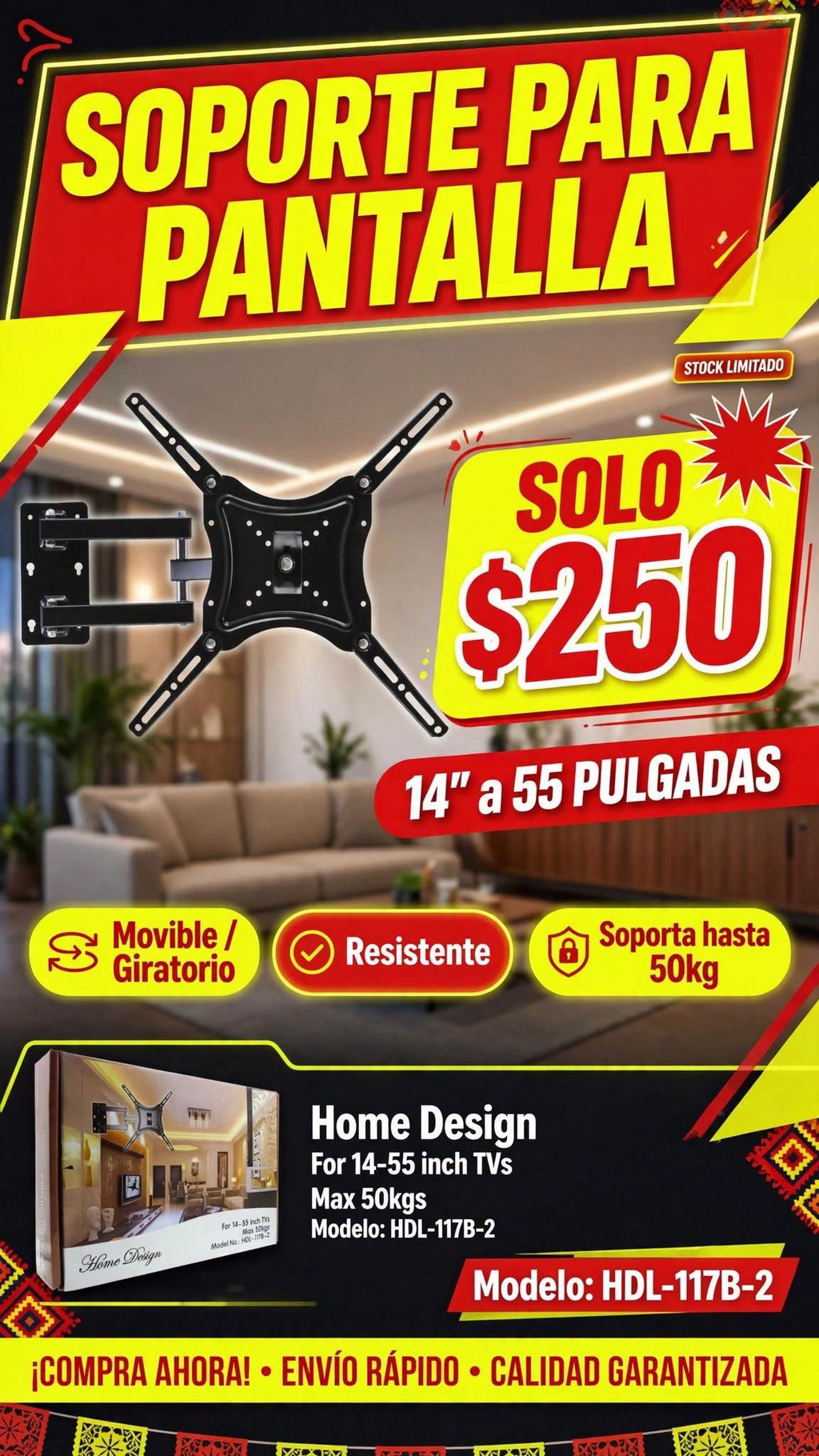 Soporte Brazo Articulado para TV 14